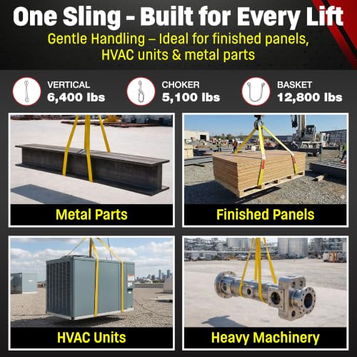 DD Sling (USA Made) 1" & 2" Widths by 4' to 30' Lengths In Listing, 2 Ply, Endless Nylon Lifting Slings, 6,400 lbs Vert, 5,100 lbs Choker, 12,800 lbs Basket (1"x12') - size: 1"x12'