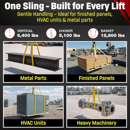 DD Sling 1" x 14' Nylon Endless Lifting Sling – USA Made, 6,400 lb Vertical, 5,100 lb Choker, 12,800 lb Basket – 2 Ply Heavy Duty 900 Webbing, Type 5 Endless Rigging Sling - size: 1"x14'