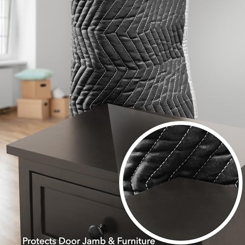 Sure-Max Door Jamb Protector Pad with 3 Sewn-in Steel Spring Clips, 72" x 24", Black
