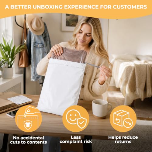 Metronic Poly Mailers 14.5x19 100Pcs White Large Shipping Bags for Clothes - color: White, size: 14.5x19 100PC - Upgraded Version
