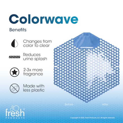 Fresh Products Colorwave Urinal Screen Color Changing Bathroom Deodorizer for Urinals in Commercial Restrooms with Long-Lasting Fragrance and Superior Splash Control - Cotton Blossom 10 pack
