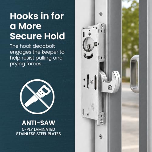 Keyed Hookbolt Set, Turnknob, Aluminum Silver, 31/32" - color: Aluminum Silver, size: 31/32" Backset, style: Turnknob