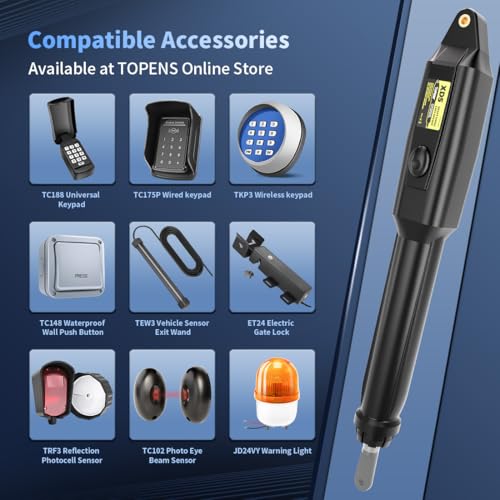 TOPENS XD551S Smart Solar Single Swing Gate Opener Medium Duty - size: 660lbs+Solar