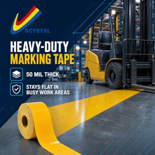 Heavy Duty Floor Marking Tape – Industrial Safety Tape, Peel and Stick, Long Lasting Adhesive, Warehouse & Facility Line Marking(Yellow, 4 Inch x 108 Feet) - size: 4 Inch X 108 Feet