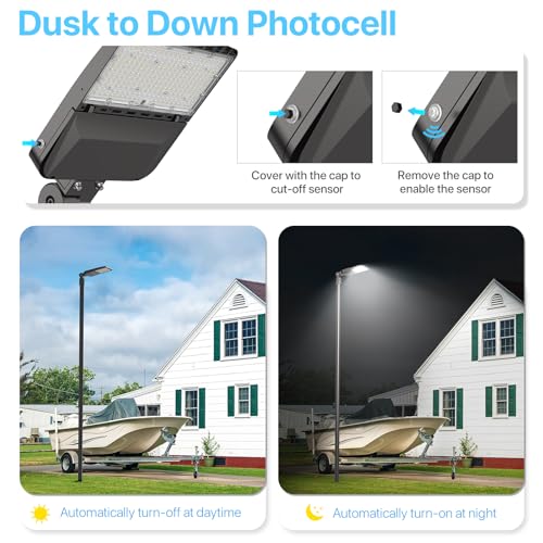 HYPERLITE LED Parking Lot Lights 150W UL Certified IP65 LED Pole Light with Dusk to Dawn Photocell - 5000K 25,500lm Equivalent to 600W HPS/HID- Adjustable Slip Fitter Mounting