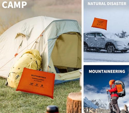 Heavy Duty Survival Blanket -Multifunctional Reflective Tarp Thermal Blanket - 60" x 83" Waterproof Sandproof for Camping Hiking Outdoors Multifunctional Emergency Blanket… - color: Orange