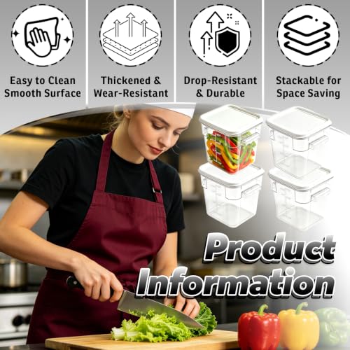 4 Pack 4QT Commercial Clear Food Storage Containers with Lid, NSF - color: White, size: 4Qt-4 Pack
