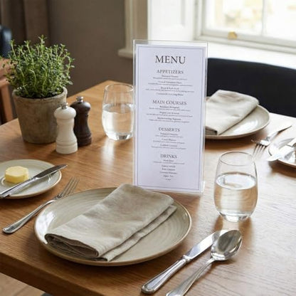 100 Pcs Restaurant Menu Covers Bulk, 4.25" x 11", Clear