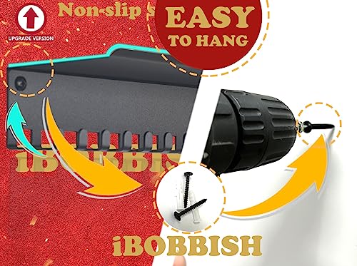 iBobbish Metal Medal Hanger Display,Non-Slip Trophy Shelf with 20 Hooks,Wall Mount,Heavy Duty,Non-Bent,Holds 22-33lbs,for Gymnastics,Race,Soccer,Swim - color: Black, style: CLASSIC BLACK