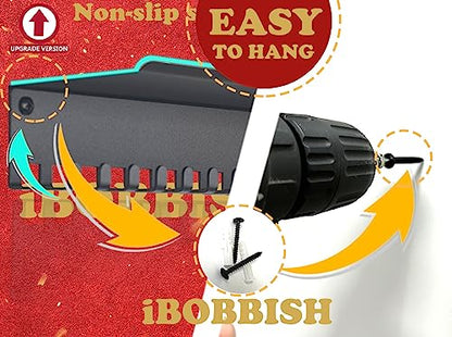 iBobbish Metal Medal Hanger Display,Non-Slip Trophy Shelf with 20 Hooks,Wall Mount,Heavy Duty,Non-Bent,Holds 22-33lbs,for Gymnastics,Race,Soccer,Swim - color: Black, style: CLASSIC BLACK