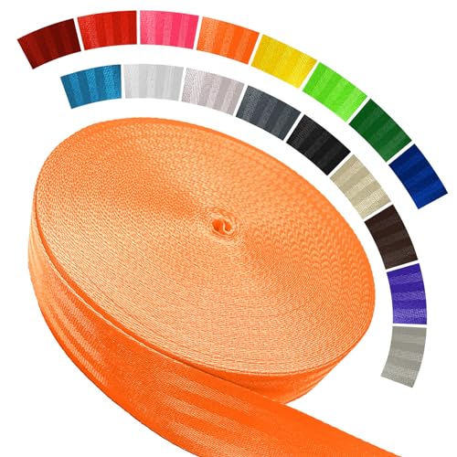 Polyester Webbing Strap 16+Colors – 1"&1.5"&1.9" – 16.5 25 33 55 Yards Heavy Duty Webbing Roll, Flat Webbing Strap for Indoor&Outdoor Gear, DIY Crafting, Repairing - color: Orange, size: 1.5"-33 yards