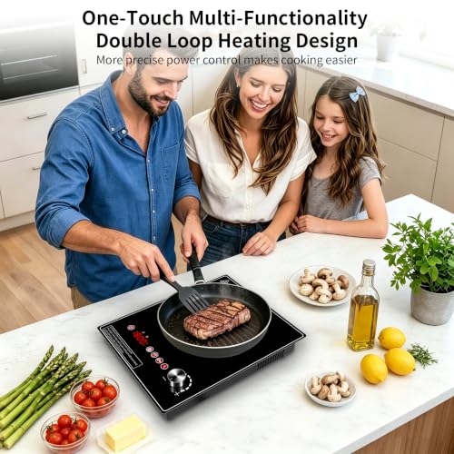 Single Burner Electric Cooktop, 1800W Electric Stove Top，portable cooktop with LED Touch Control,10Power Levels, 4H Timer, Safety Lock, single burner cooktop Overheat protection - size: single Electric Cooktop