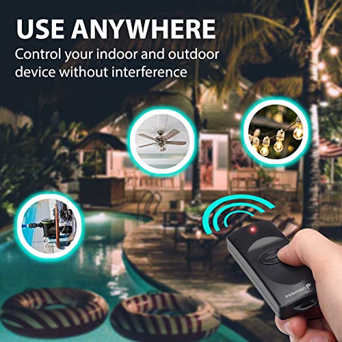 Fosmon Remote Control Outlet Waterproof Outdoor, Wireless Light Switch - color: 2 Grounded Outlet + 1 Remote