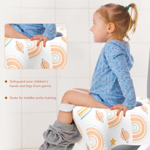 30 Pack Toilet Seat Covers Disposable, Individually Wrapped for Travel, Large Waterproof Potty Covers for Kids and Adults,Toddler Potty Training for Public Restroom, Airplane, Trip - Rainbow - color: Rainbow