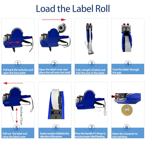 2 Line Price Gun, 2400 Color Labels 3 Ink Rolls Retail Store - color: Navy Blue