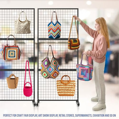 3' x 6' Standing Gridwall Panel Display Rack w/Wheels (Set 2) - color: Style 2