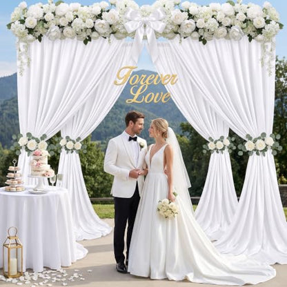 MEETSKY White Backdrop Curtains for Wedding Parties,10x8 FT White Curtains - color: White, size: 60"W x 96"L (Pack of 2)