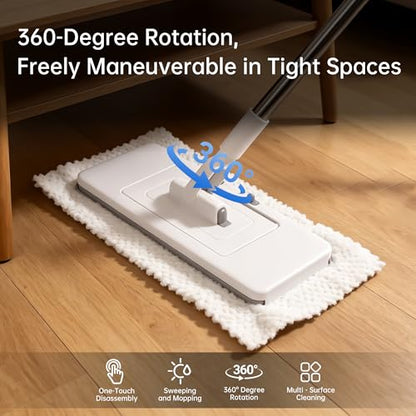 2‑in‑1 Snap Grip Mini Mop with 10 Reusable Cloths, Zero Touch No Wash Lazy Mop, Suitable for Wet/Dry Floors, House Wall, Windows, Corners,Versatile and Efficient - size: Mini Mop with 10 Reusable Cloths