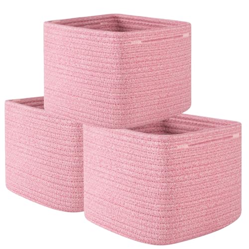 OIAHOMY 3 PACK Cube Storage Bins Storage Baskets Shelf Bins Pink - color: Pink