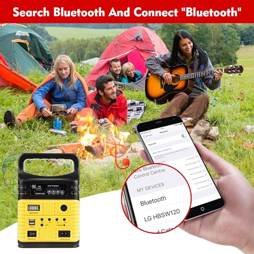 Portable Solar Generator with Panel,10000mAh Power Station for Camping - color: Yellow