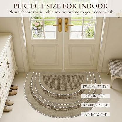 Dirt Trapper Door Mats 17" x 30", Non-Slip & Washable, Beige - color: Beige, size: 17" X 30" (Semicircular)