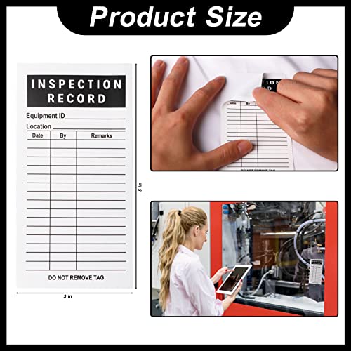 Lionshop Adhesive Inspection Record Labels, Safety Inspection Tag for Accident Prevention, Equipment, Maintenance, Quality Control, Self Adhesive Stickers, Black, 5"x 3", Pack of 200 - size: 200PACK