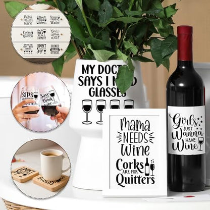 Rngmsi 20 Sheets Funny Wine Quotes UV DTF Cup Wrap, Cold UV DTF Stickers - style: Funny Wine Quotes