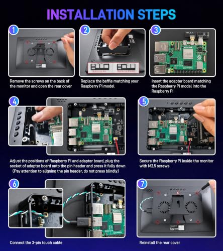 10.1 Inch Touchscreen for Raspberry Pi,5-Point,1920*1200 (inky black) - color: inky black
