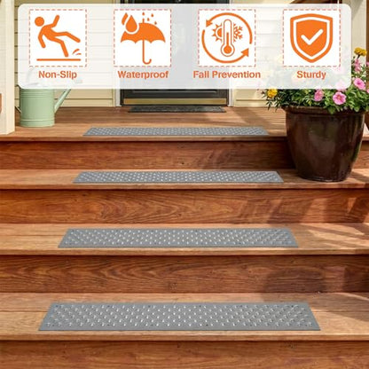 30 x 3.75 Inch Aluminum Stair Tread, 8 Pack Non Slip Metal Nosing