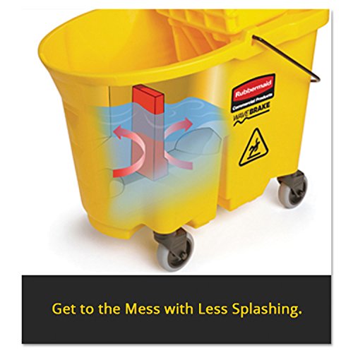 Rubbermaid Commercial Products WaveBrake 35 QT Side-Press Mop Bucket and Wringer Combo on Wheels with Dirty Water Bucket, Black, for Heavy-Duty Floor Cleaning - color: Black