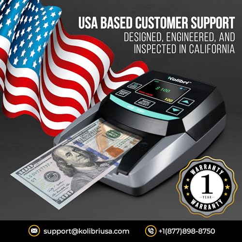 KOLIBRI KCD-2000 Advanced Counterfeit Bill Detector | All-Orientation Counterfeit Detection Bill Counter | Money Counter by Denomination | Detect Fake Bills Fast - size: Small (KCD-2000)