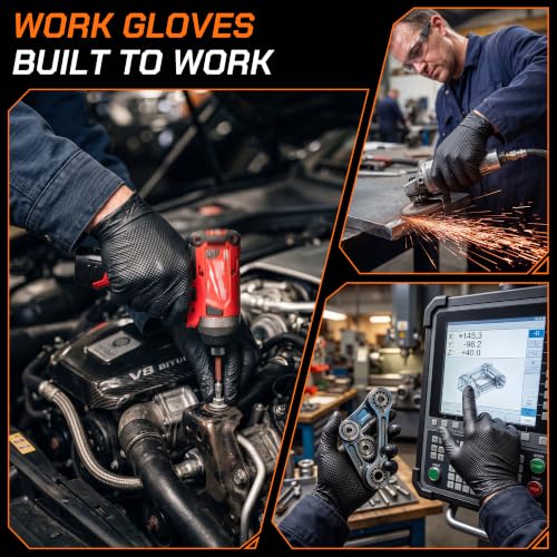Nitrile Gloves HEAVY DUTY 10 Mil Rubber Black Mechanic Gloves Large - size: Large
