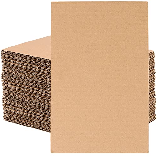 JAPCHET 100 Pack 9 x 6 Inch Brown Corrugated Cardboard Sheets, Flat Corrugated Cardboard Filler Insert Sheet Pads Squares Bulk, for Packing, Mailing, DIY Art Supplies, 2mm Thickness - size: 6x9