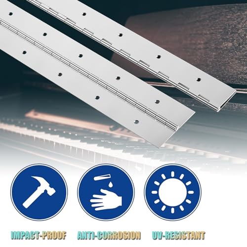 EPHECH 20" Piano Hinge, 2PCS Stainless Steel Continuous Piano Hinge-Silver - color: Silver, size: 20 Inch