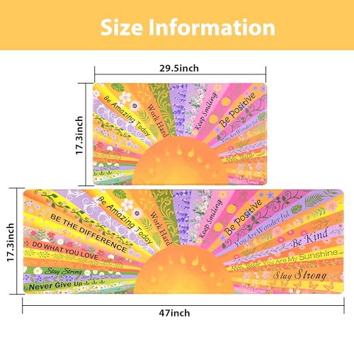 Boho Kitchen Mats for Floor Floral Cushioned Anti Fatigue Mats for Kitchen Floor for Sink, Stove, Desk, Laundry,17"x30"+17"x47", Orange - color: Orange, size: 17"x30"+17"x47"