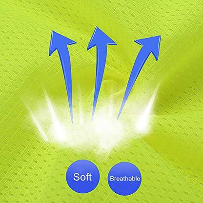 XIAKE Reflective Safety Vest for Men & Women High Visibility Class 2 Vest with Pockets Meets ANSI Standards - color: Yellow Mesh - B525, size: XX-Large