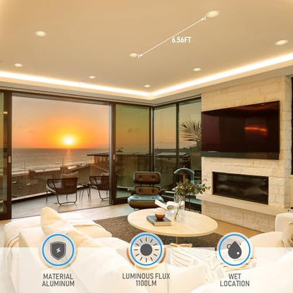 TORCHSTAR 8-Pack 5CCT 6 Inch LED Recessed Light Canless, White - color: White-5CCT, size: 6 Inch