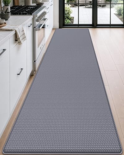 DEXI Kitchen Floor Mats Cushioned Anti Fatigue, 23x108 Standing Runner Rug - color: Grey, size: 108"l X 23"w X 0.4"th