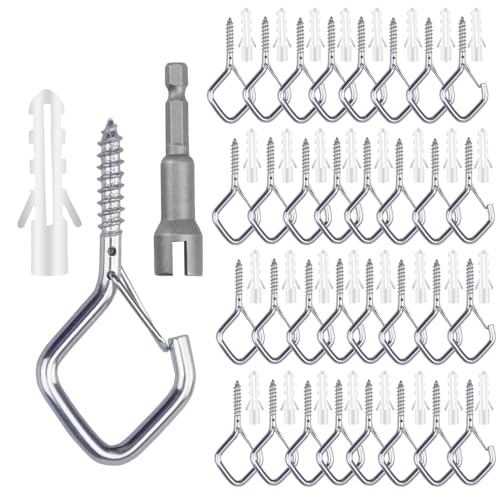 32 Pcs 2.36IN Ceiling Hooks with Safety Buckle for Plants - color: Silver, size: 32Pcs