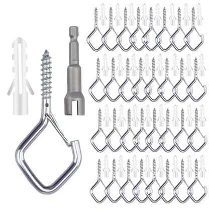 32 Pcs 2.36IN Ceiling Hooks with Safety Buckle for Plants - color: Silver, size: 32Pcs