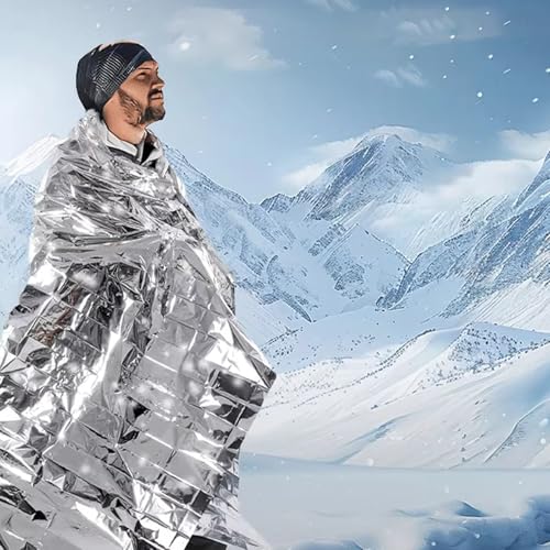 Emergency Mylar Thermal Blankets - Space Blanket Survival Kit for Camping, Hiking, Marathons & First Aid, Compact Reflective Blankets for Bug Out Bags & Outdoor Adventures