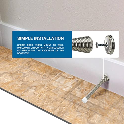 Rok Hardware 3-3/4" (95mm) Longer Version Flexi Spring Heavy Duty Wall Door Stop Bumper ROKDS2BN, Brushed Nickel - color: Brushed Nickel, size: Single