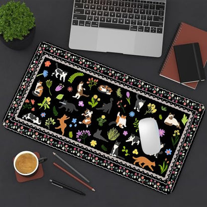 Cat Desk Mat, Cute Large Mouse Pad for Women, Black 27.5"x13.8" - color: D-black Cats, size: 27.5" x 13.8"