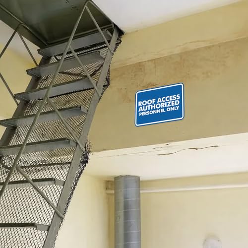 Classic Framed Roof Access Authorized Personnel Only Sign (Navy Blue/White) - Small - color: Navy Blue / White, size: Small (4" x 6")