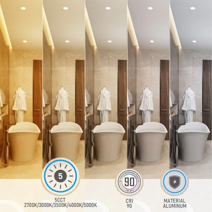 TORCHSTAR 8-Pack 5CCT 4 Inch Slim LED Recessed Lights, Anti-Glare, Aluminum - size: 4 inch