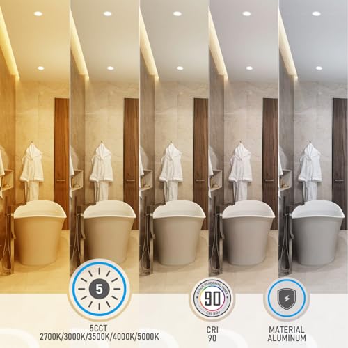 TORCHSTAR 8-Pack 5CCT 4 Inch Slim LED Recessed Lights, Anti-Glare, Aluminum - size: 4 inch