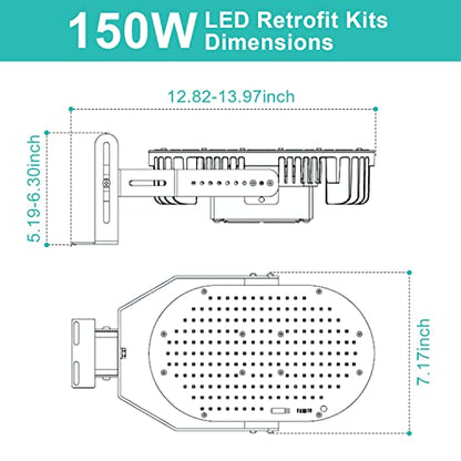 OSTEK 150W LED Shoebox Retrofit Kit, 20250LM 5000K Daylight, E39 Mogul Base, Replace 600W MH/HPS/HID, LED Retrofit Light for for Parking Lot, Street Light, Area Lighting