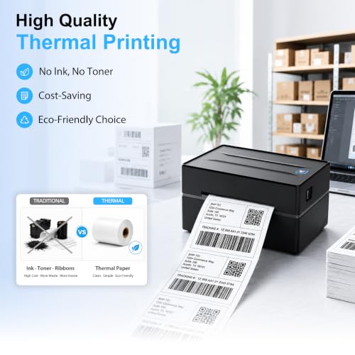 Thermal Shipping Label Printer 4x6 Bluetooth Label Maker for Small Business - color: 1 Black