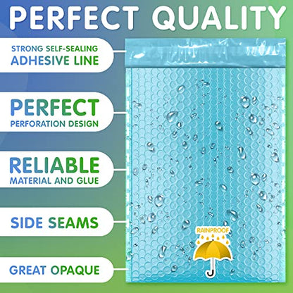 Poly Bubble Mailers, 6.5 x 10 Inch Light Blue Padded Mailers, Self Seal Shipping Envelopes, Lightweight Poly Mailer Bags, Waterproof Mailing Bags, Pack of 250 - color: Light Blue, size: 6.5" x 10" / 250 Pack
