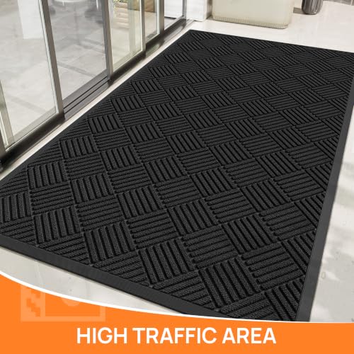 Indoor Outdoor Door Mat, 5' x 3' Doormat for Entryway, Black - color: Black Diamond, size: 3' x 5' (Rectangular)